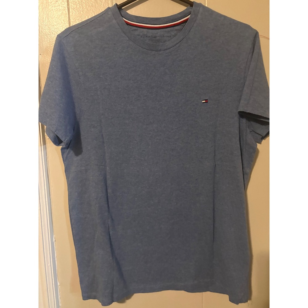 Tommy Hilfiger Mens Light Blue Heathered Short Sleeve Crew Neck T-Shirt Size S